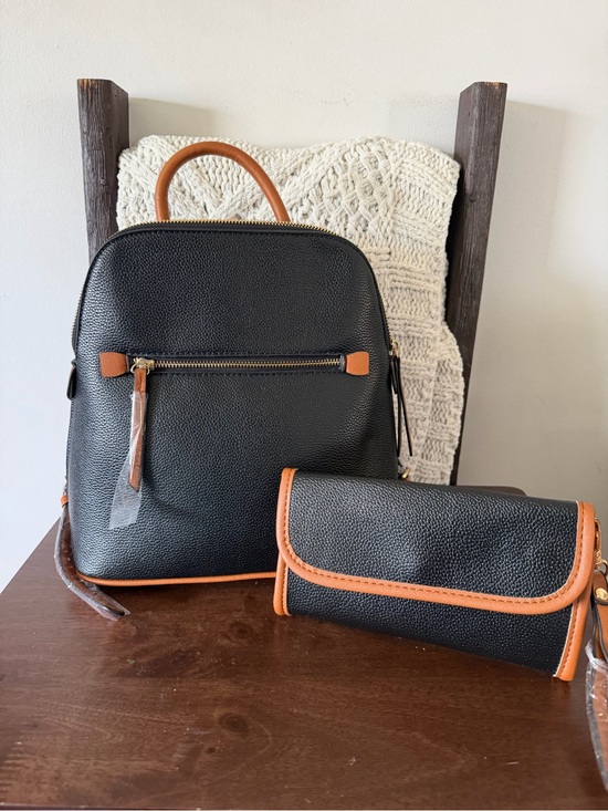 Handbags - NWT Pebbled Leather Backpack with Matching Wristlet